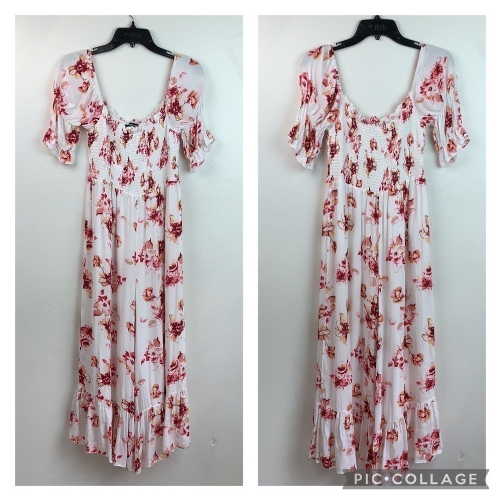 Sugar lips jumpsuit square neck wide crop leg EUC